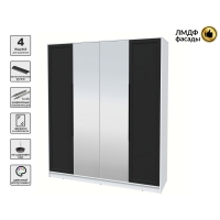 Шкаф распашной Тренд КТ-Ш4 (з) (Белый платинум ЛДСП/ Черный ЛМДФ) Ш1800 В2128 Г547